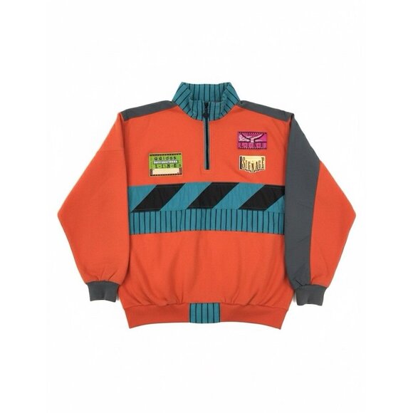 Adidas International Line Vtg Blue Orange Grey Half Zip Windbreaker 2XL XXL - Picture 3 of 5
